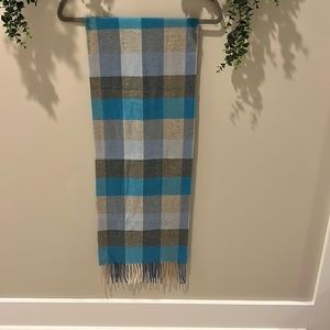 Merona Plaid Scarf, Blue, Black, Gray, Off-White, 12” x 69” Excellent Condition